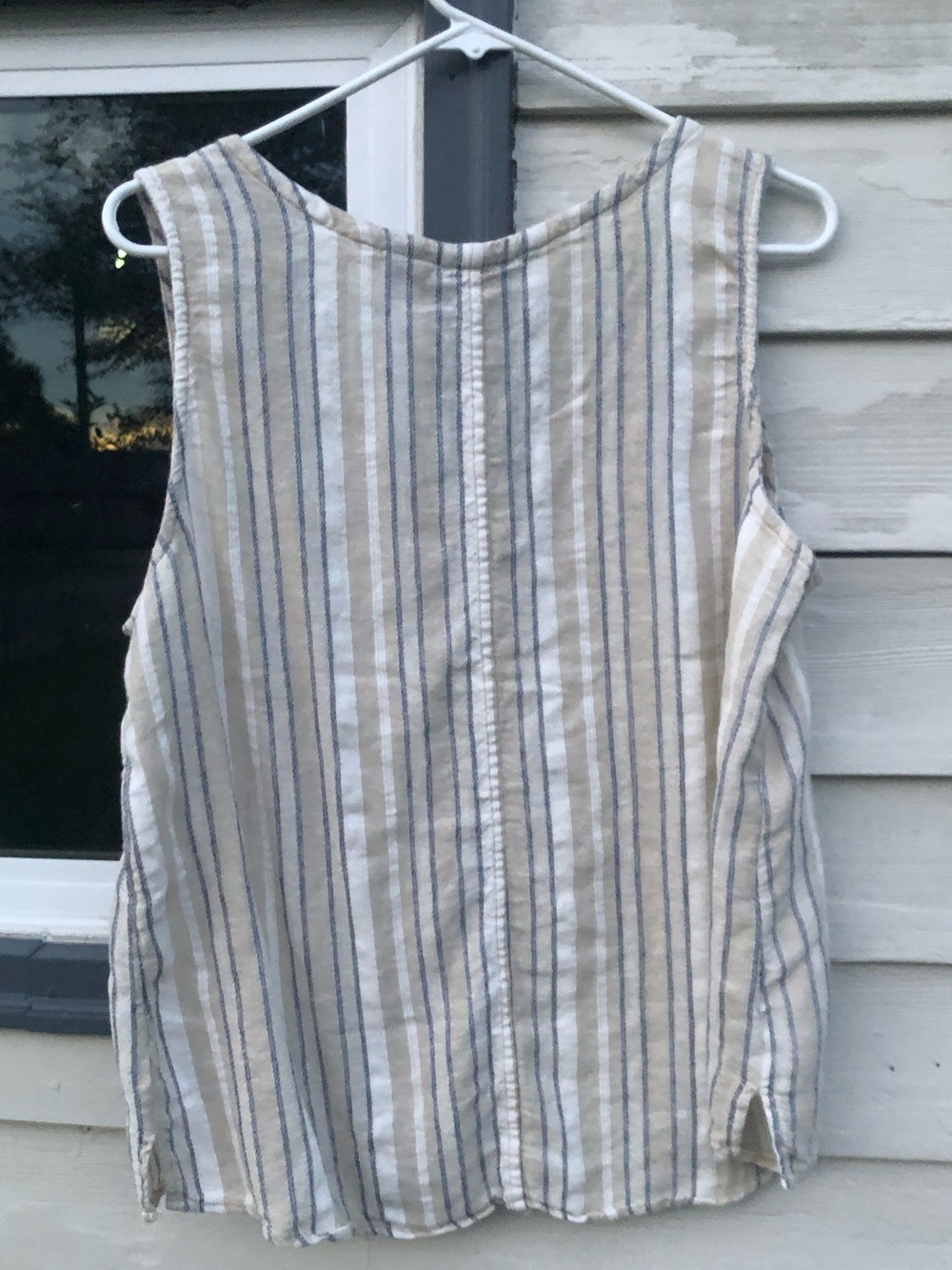 Tahari Cream Tank Top with Blue & Tan Stripes